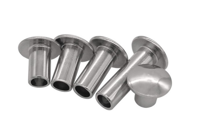 Round head semi-tubular rivets